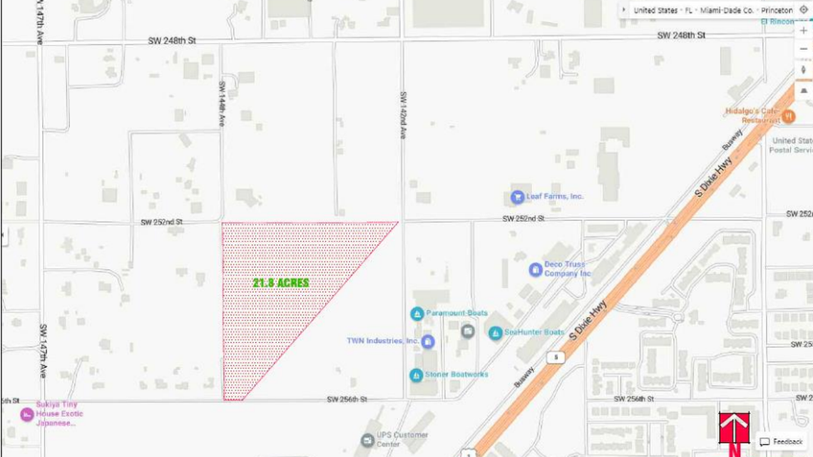 Miami-Dade County’s Urban Development Boundary runs through a piece of farmland near U.S. 1 in South Miami-Dade, and county commissioners on Nov. 21, 2024, agreed to expand the boundary to include 20 acres where developers want to build apartments.