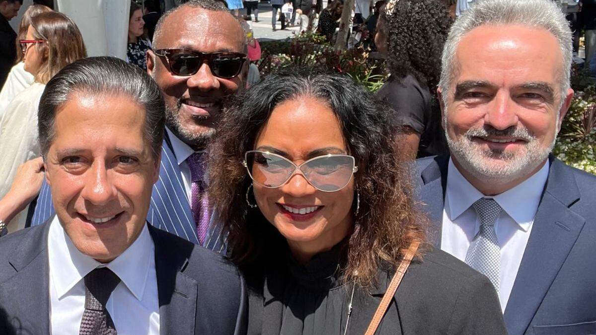 Alberto Carvalho and Debra Kerr pictured in Los Angeles in 2023 from a post on Kerr’s LinkedIn profile. The post read, “Superintendent’s Opening of Schools Address was brilliant.” The FBI searched Kerr’s Southwest Ranches home in Broward County and Carvalho’s L.A. home and school district office on Wednesday, Feb. 25, 2026,  as part of its investigation into a shuttered AI education company, AllHere. When Carvalho was superintendent of the Los Angeles public schools, the L.A. school board signed a $6 million contract with AllHere.