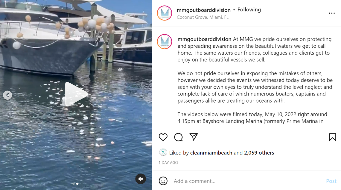 Police made an arrest and imposed over $25,000 in citations after an Instagram video surfaced online showing people popping dozens of balloons on a boat and allowing pieces to fall in the water at a Coconut Grove marina on Tuesday, May 10, 2022.