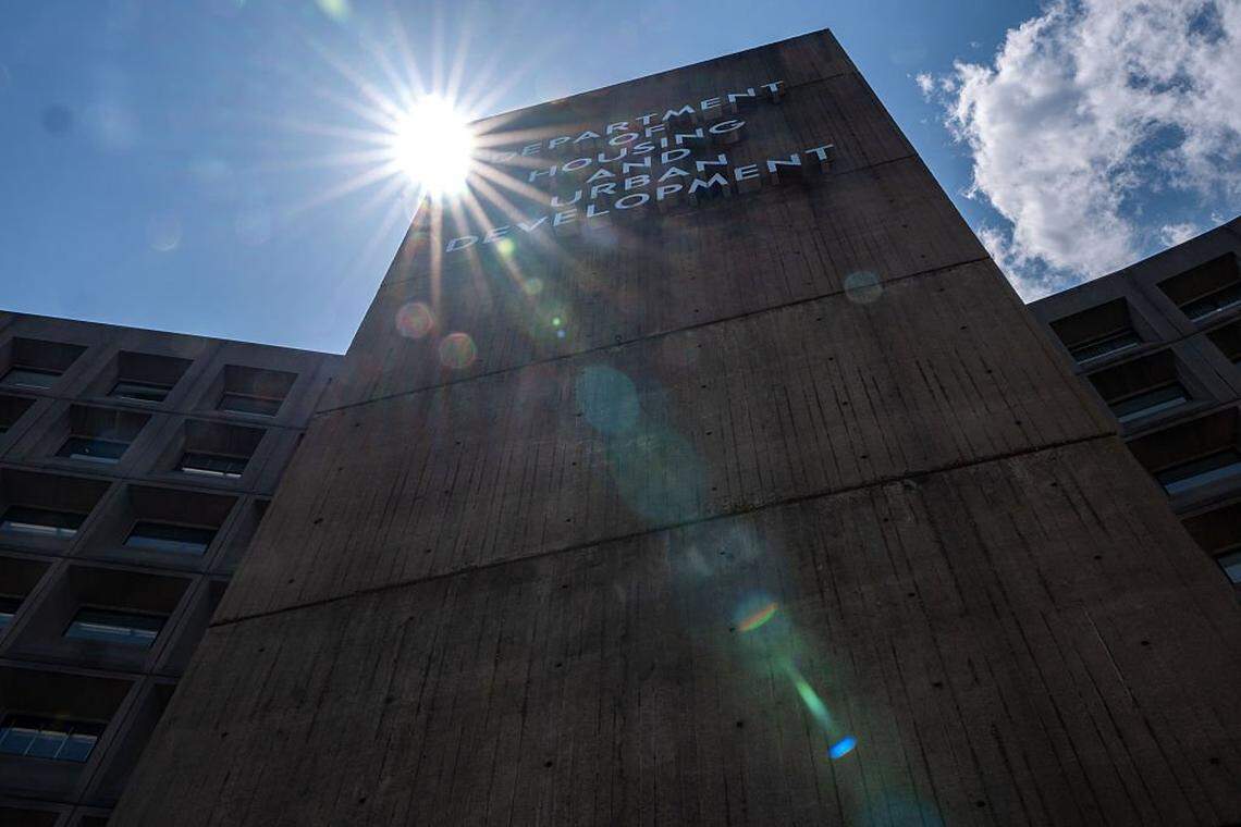 The Robert C. Weaver Federal Building, the current headquarters of the U.S. Department of Housing and Urban Development is seen on July 8, 2025 in Washington, DC. HUD and its 2,700 employees, is relocating from its downtown Washington headquarters, where it has been located since its dedication in 1968, to the former National Science Foundation offices in Alexandria, Virginia.