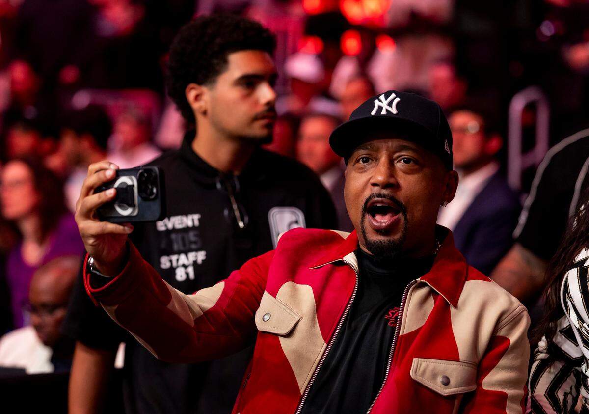 American businessman and investor Daymond John attends UFC 314 at the Kaseya Center on Saturday, April 12, 2025, in downtown Miami, Fla.
