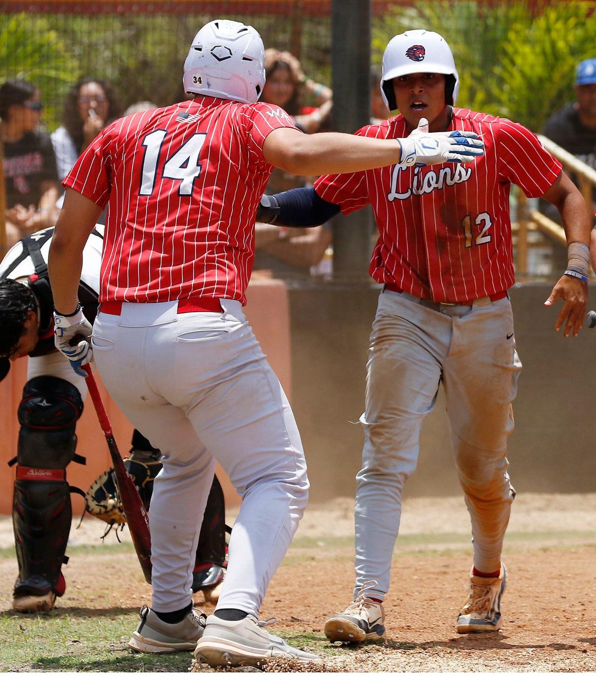 Westminster Academy Jesus Garcia (12) celebrates a home run against Miami Christian during the regional semifinal baseball game on Saturday, May 11, 2024 at Miami Christian HS in Miami. Andrew Uloza / for Miami Herald