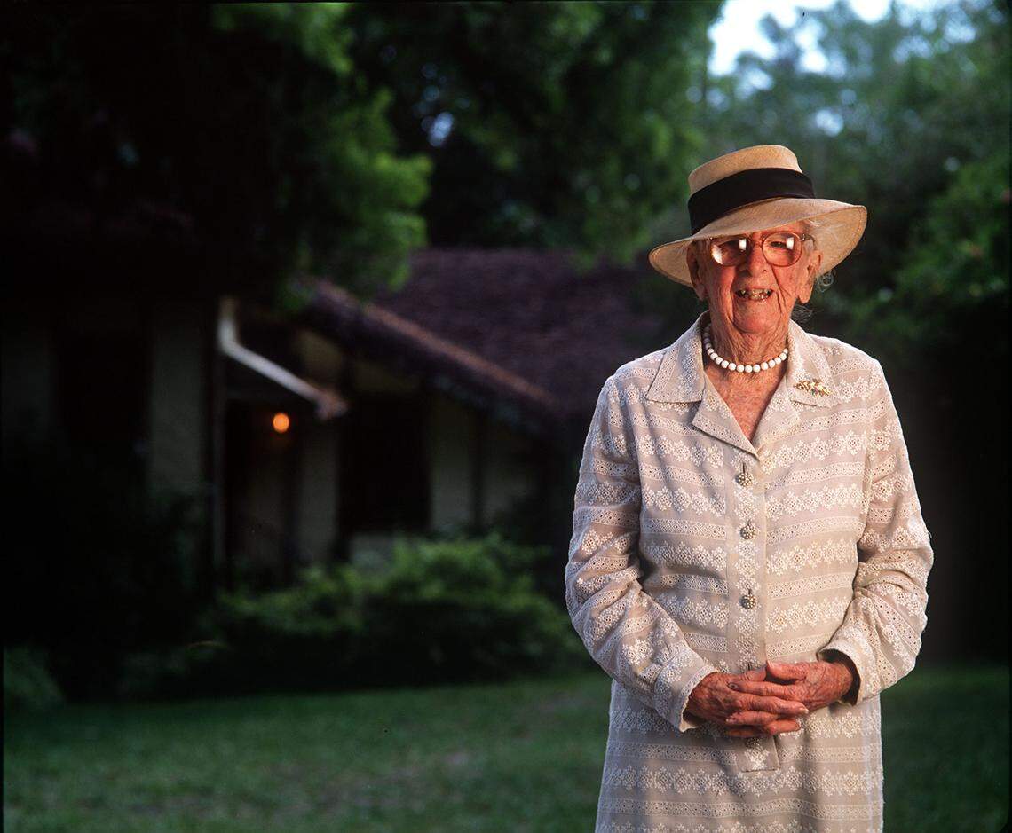 Marjory Stoneman Douglas at her home in Coconut Grove. During a Homestead meeting on the eastern Everglades organized by DERM in 1981, she was booed by an angry crowd.