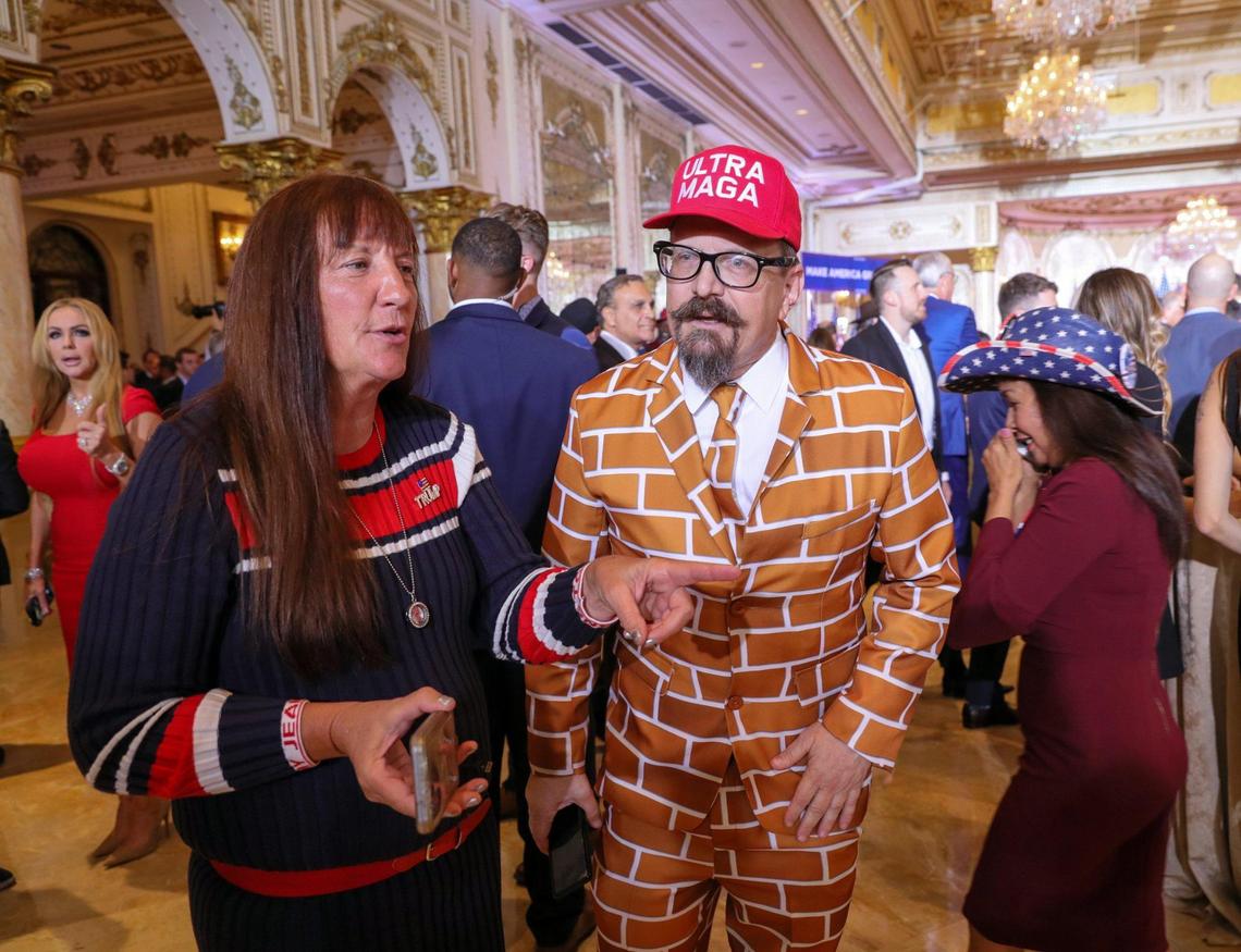 Saundra Kiczenski and Blake Marnell arrive before former President Donald Trump makes a special announcement from his Mar-a-Lago club in Palm Beach, Florida on Tuesday, November 15, 2022.