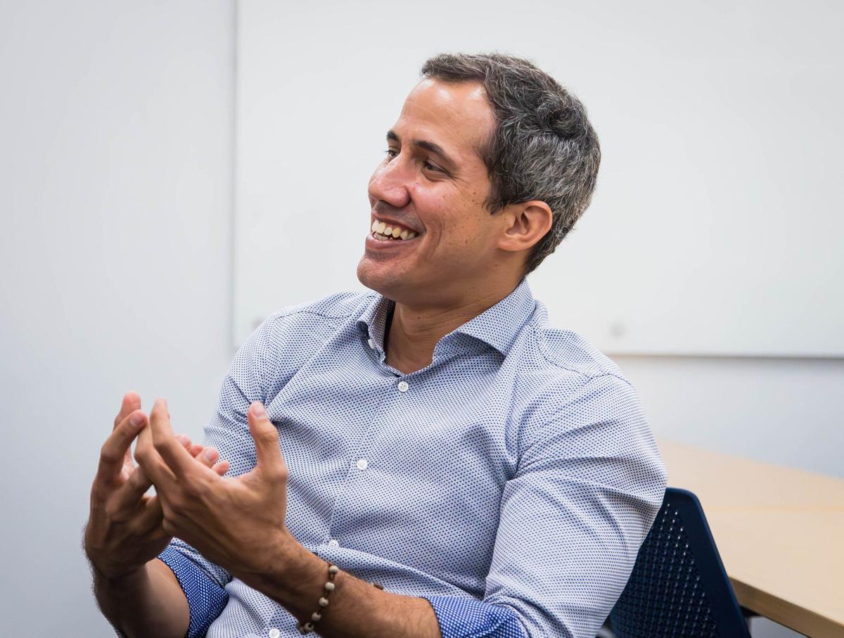Former interim president of Venezuela, Juan Guaidó, speaks to the Miami Herald in his classroom at Florida International University on Monday, July 22, 2024 in Miami, Fla.