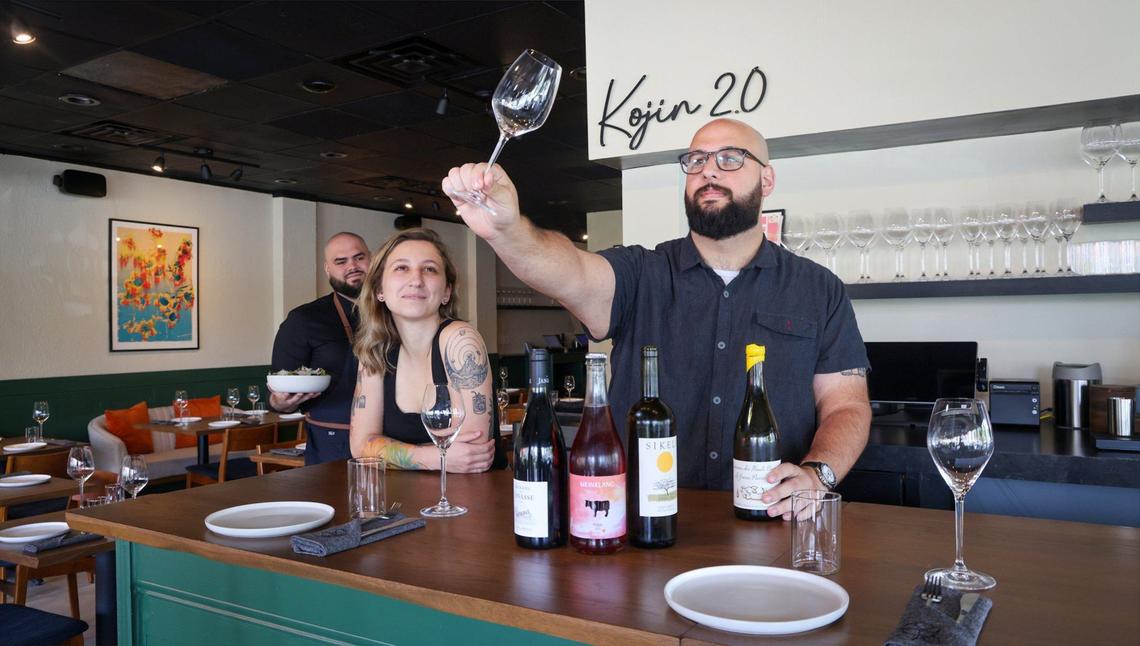 Sous chef Christopher Suarez, general manager and pastry chef Katherine Mederos and executive chef Pedro Mederos at Kojin 2.0 in Coral Gables.