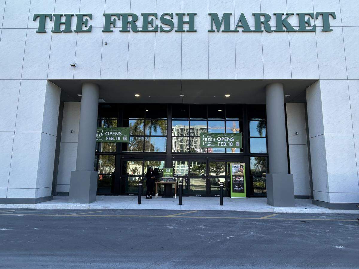 A new The Fresh Market recently opened at the Aventura Square shopping center at 19205 Biscayne Blvd. The new store is about a mile from an exiting Fresh Market that has been on Biscayne since 2003. The store front shows the opening date, Feb. 18, 2026.