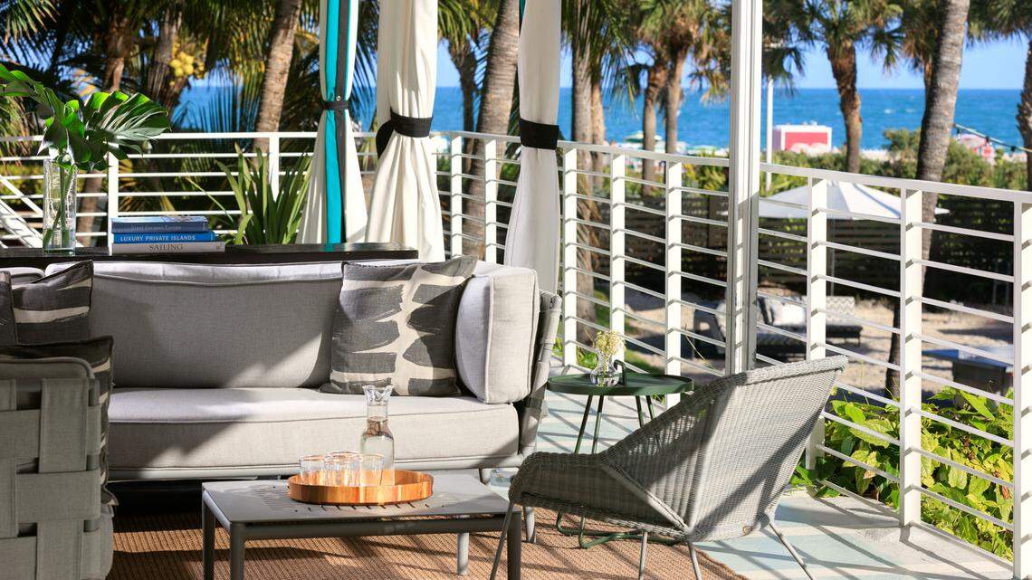 The Kimpton Surfcomber has renovated its hotel, including its private beach cabanas. One thing hasn’t changed: the great view from the second floor cabanas.