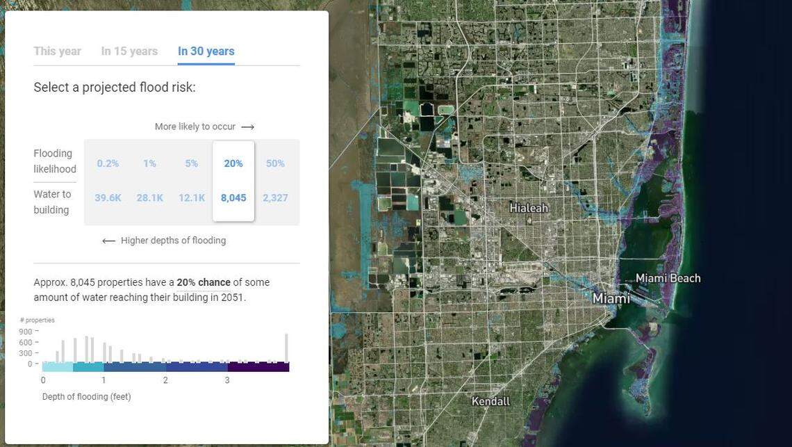 Mapping tool Flood Factor shows how about 8,000 Miami-Dade properties have a 1 in 5 chance of flooding by 2050. Homeowners can use this tool and other tips to make sure their next home purchase is a dry one.