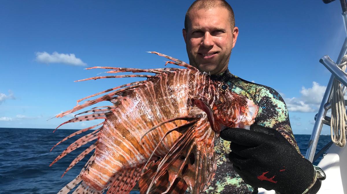 Timothy Blasko speared this record-setting lionfish on Aug. 6, 2018, in the Florida Keys.
