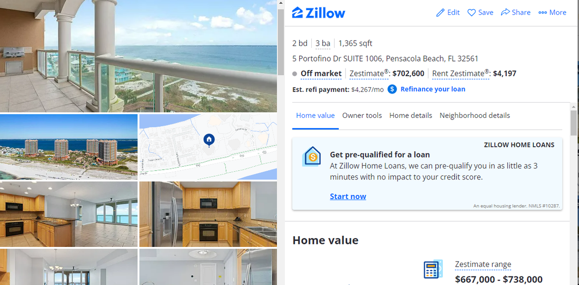 Condo located at 5 Portofino Dr., Pensacola Beach, Florida.