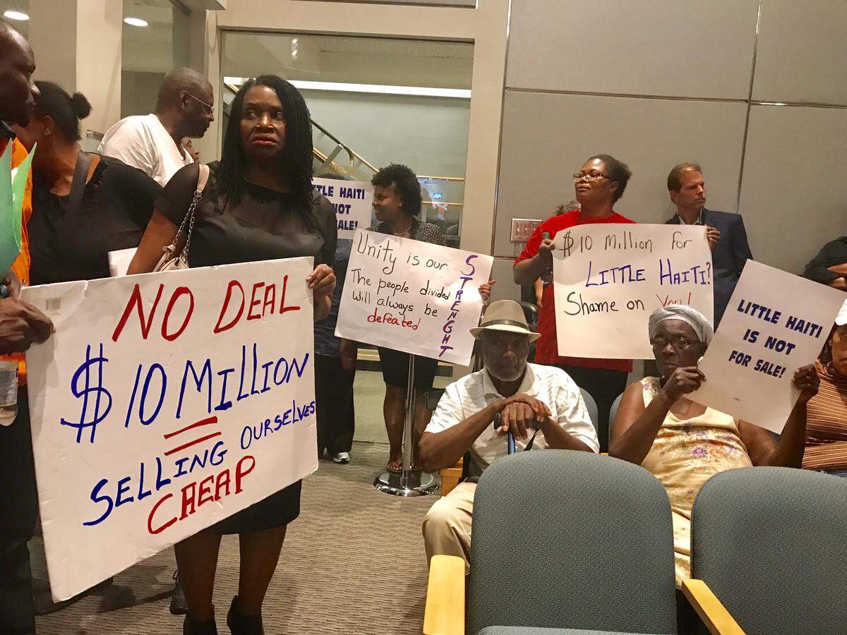 Little Haiti activist Marleine Bastien, left, led a group of residents opposed to a proposed 22-acre redevelopment called Eastside Ridge. The massive complex of residential and commercial towers would replace the Design Place apartments on the corner of Northeast Second Avenue and Northeast 50th Street.
