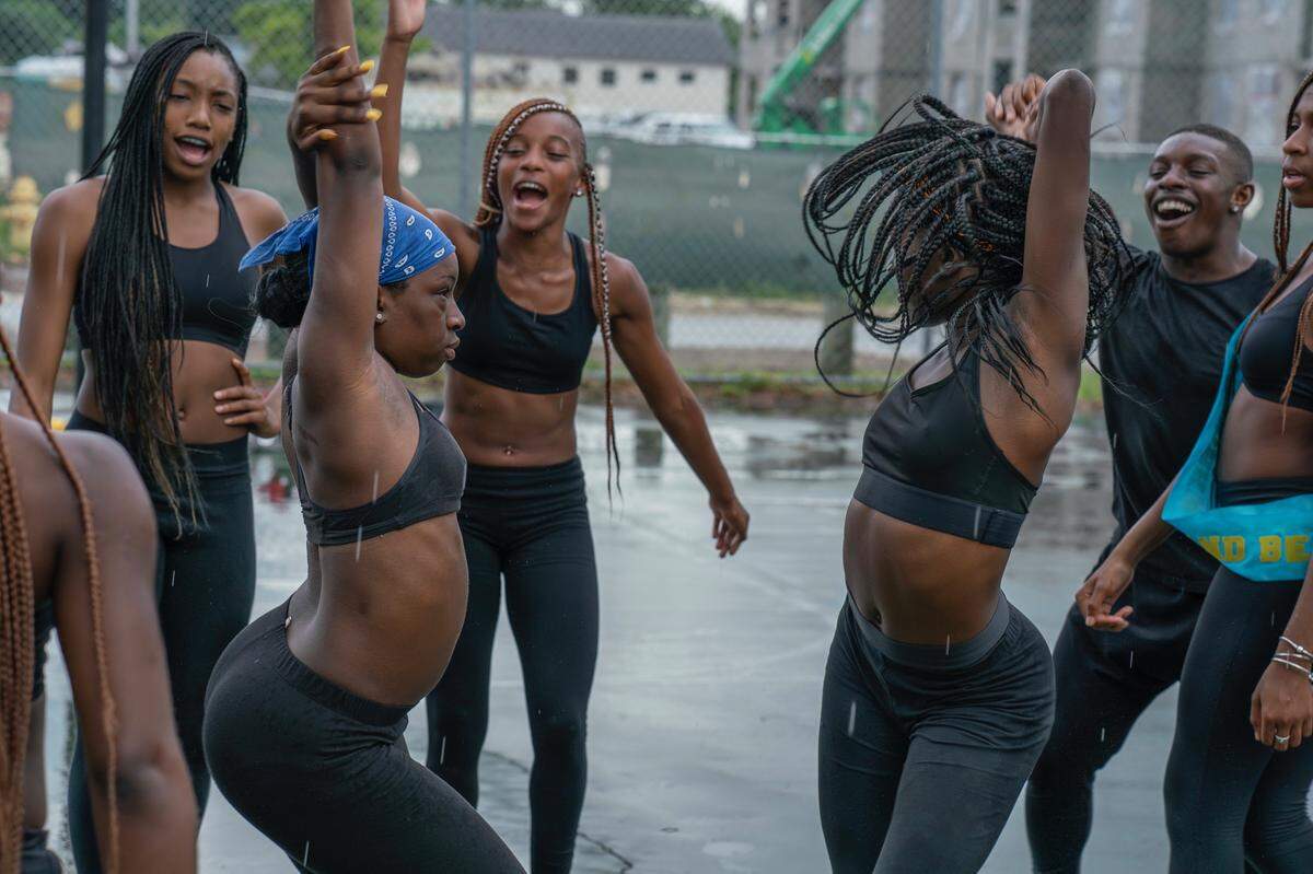 Two friends (Milagros Gilbert and Alexandra Jackson) perform a dance competition in a scene from ‘Liberty.’