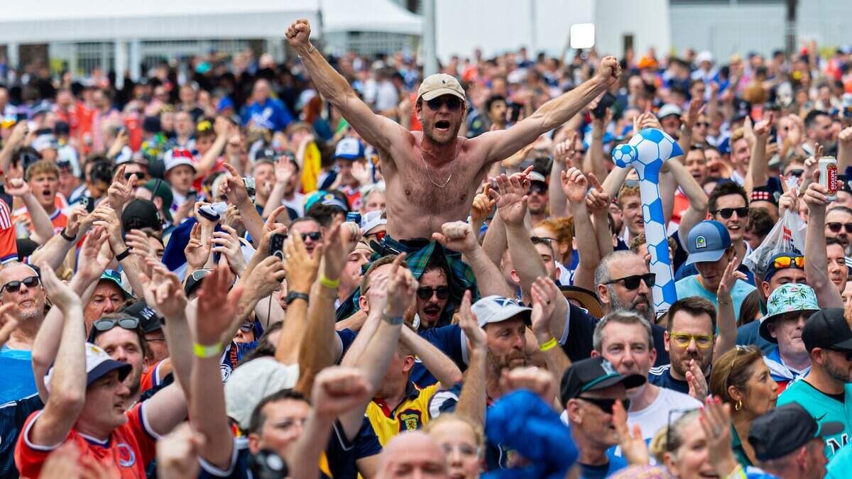 Scottland fans during the gathering of the Tartan Army celebrate at Loan Depot Park in Miami, Fla., on Monday, June 22, 2026.
