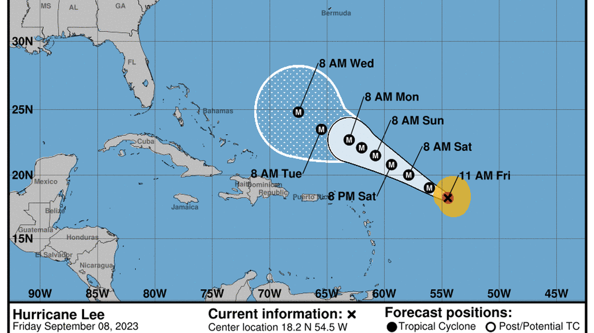 Hurricane Lee fell to a Category 4 storm Friday morning, still a powerful system churning through the Atlantic.