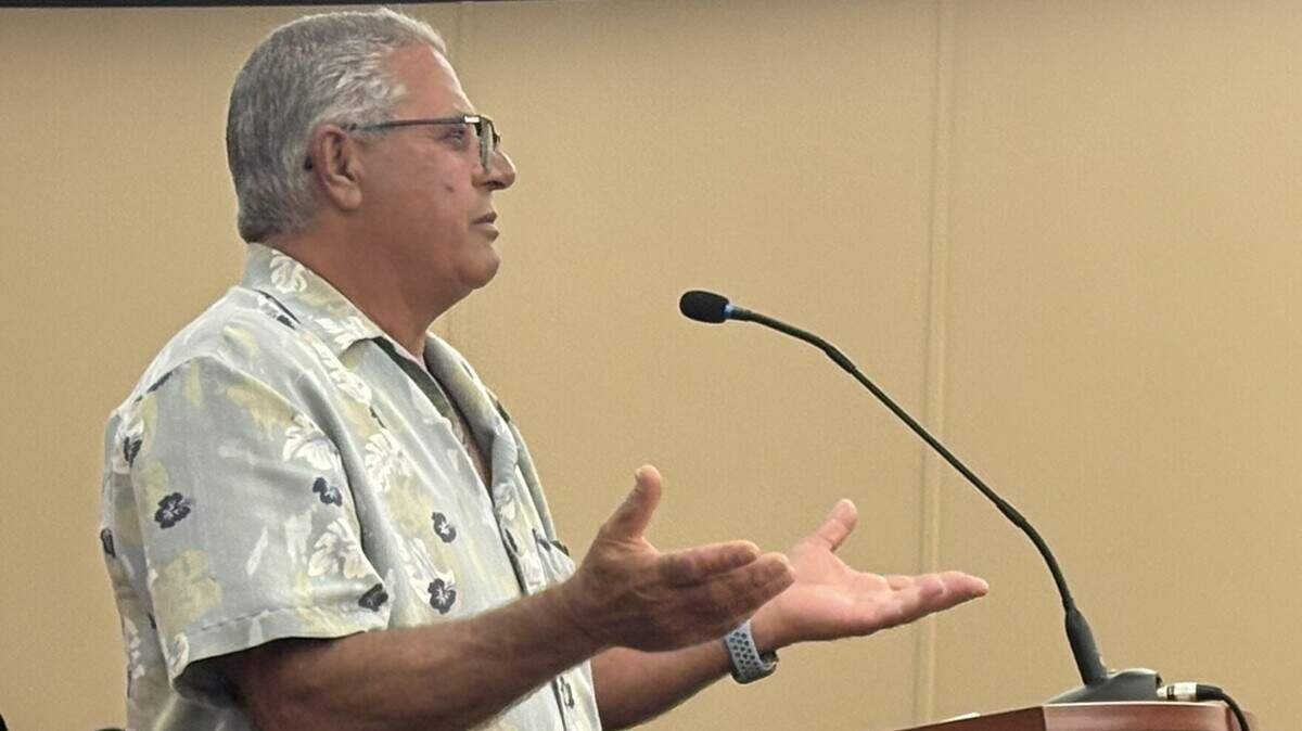 Miguel Pita, a Hialeah resident affected by a 2024 ordinance restricting the parking of recreational vehicles, including boats, at townhouses like his, addresses the City Council after receiving a new code violation citation and urged officials to change the measure.