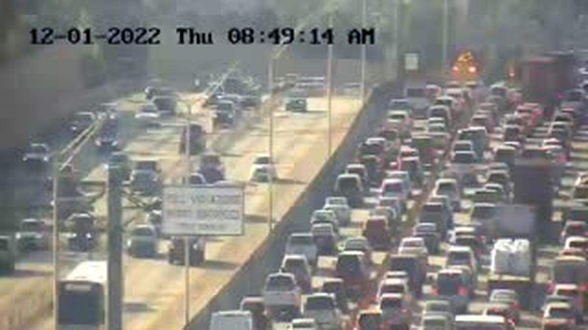 The exacerbated rush hour traffic jam caused by the crash in the Interstate 95 southbound express lanes Thursday morning.