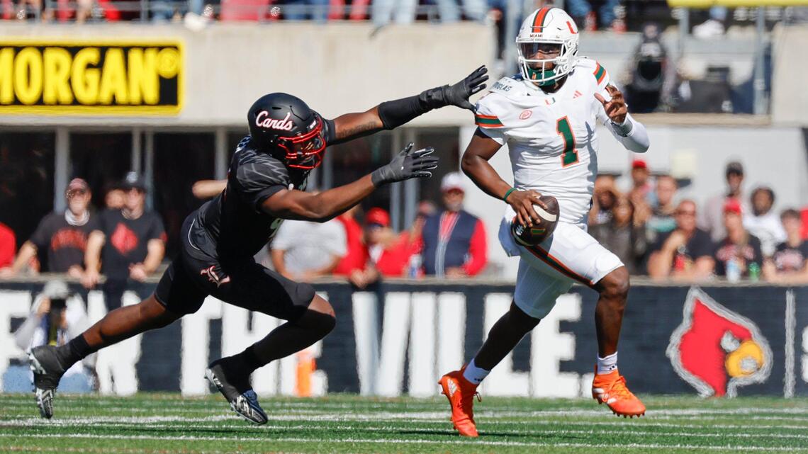Cote: Miami’s Cardiac Canes win another wild one, 52-45 at Louisville; No. 6 UM now 7-0 | Opinion