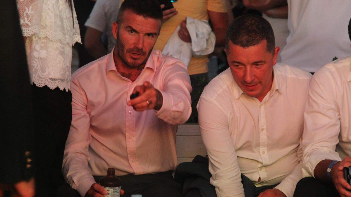 David Beckham watches the England-Croatia World Cup semifinal match at The Wharf on Wednesday, July 11, 2018.