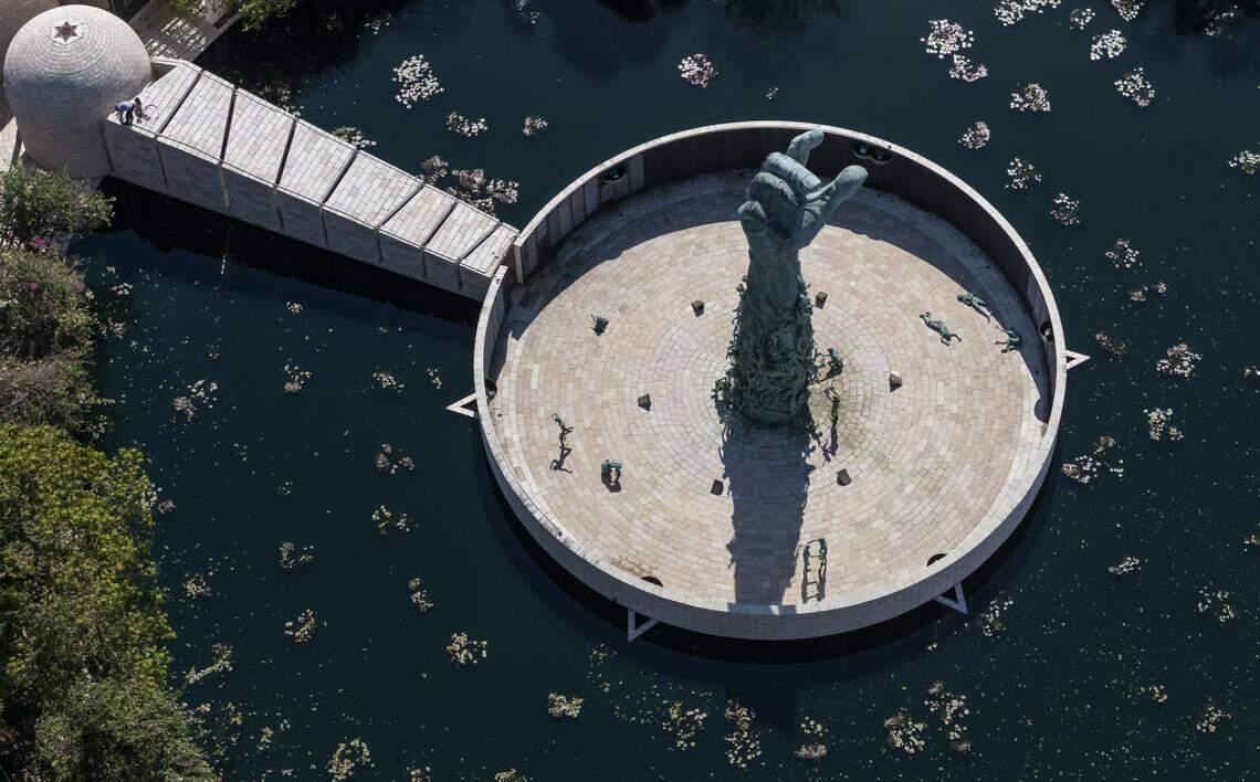 Aerial view of the Holocaust Memorial Miami Beach on Friday, Jan. 23, 2026, in Miami Beach, Fla.