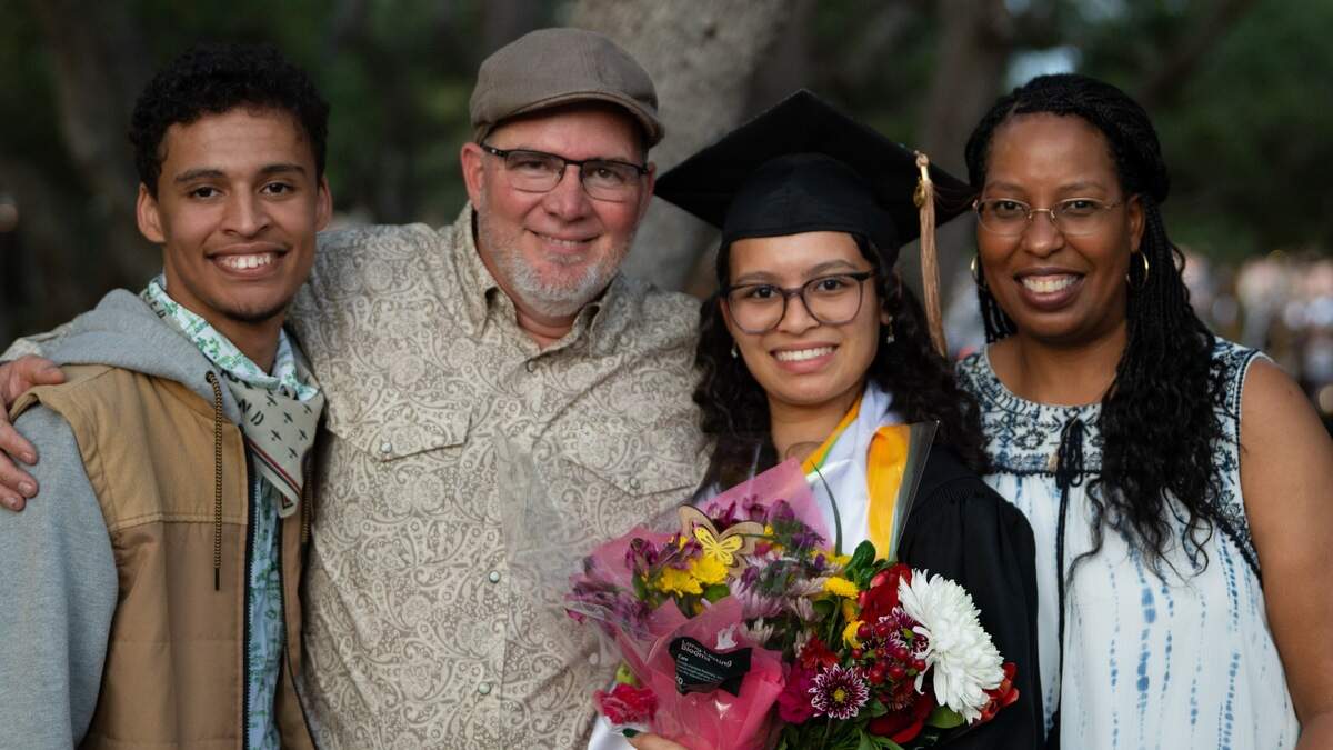 In this family photo, taken Mother’s Day weekend 2026 at Aryana’s University of South Florida graduation, left to right: Izaiah Purvis, Cory Purvis, Aryana Purvis and Natacha Purvis.