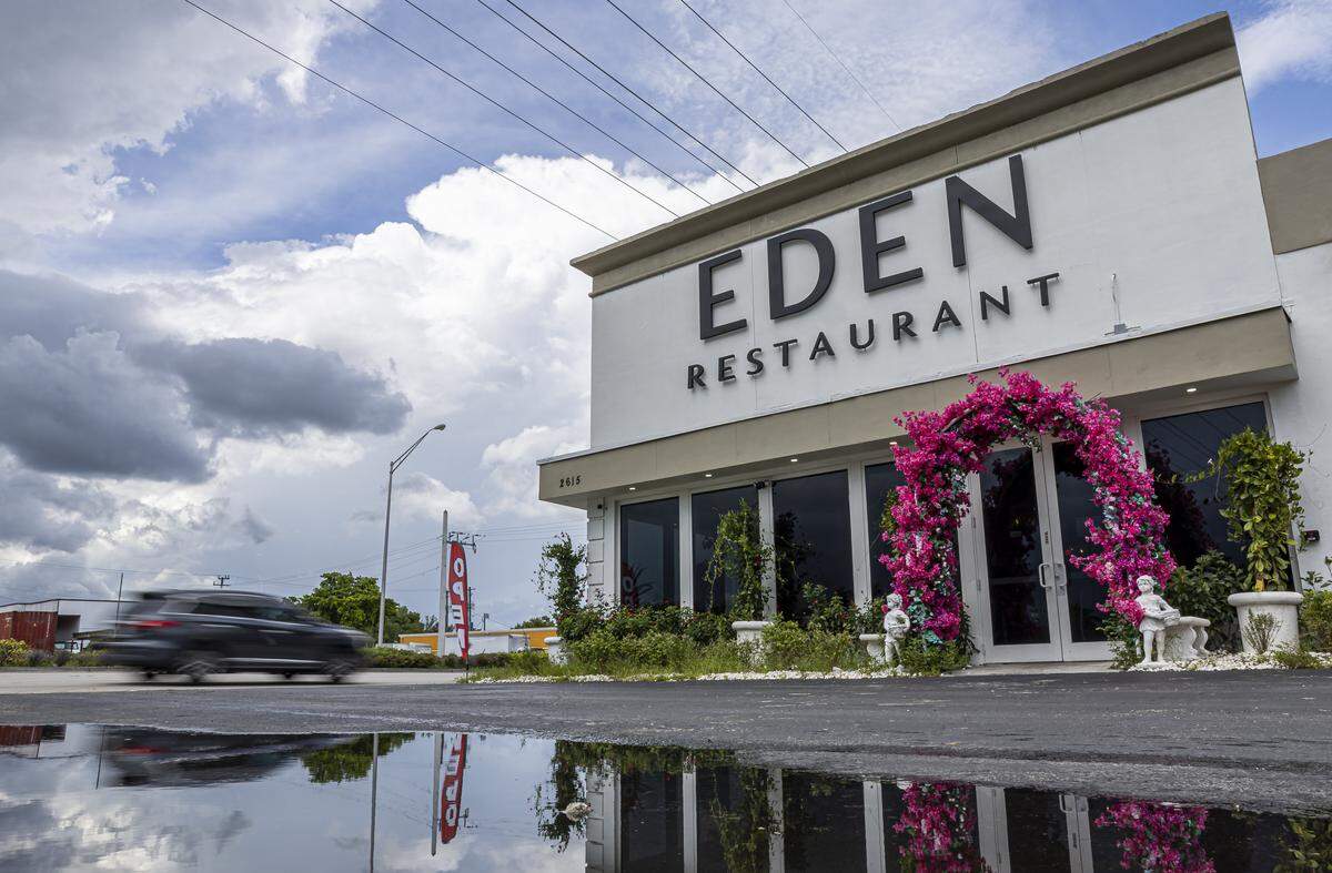 An exterior view of Eden Restaurant on Wednesday, Sept. 3, 2025, in West Park, Fla. The restaurant, owned by Nigerian American businesswoman Cheryl Aitah, opened last year and combines her spiritual beliefs with West African cuisine to create a memorable dining experience.