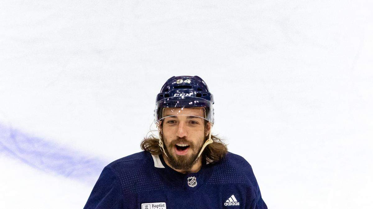 Florida Panthers left wing Ryan Lomberg (94) reacts after a play during practice in preparation for Game 1 of the Stanley Cup Finals against the Edmonton Oilers at the Amerant Bank Arena on Friday, June 7, 2024, in Sunrise, Fla.