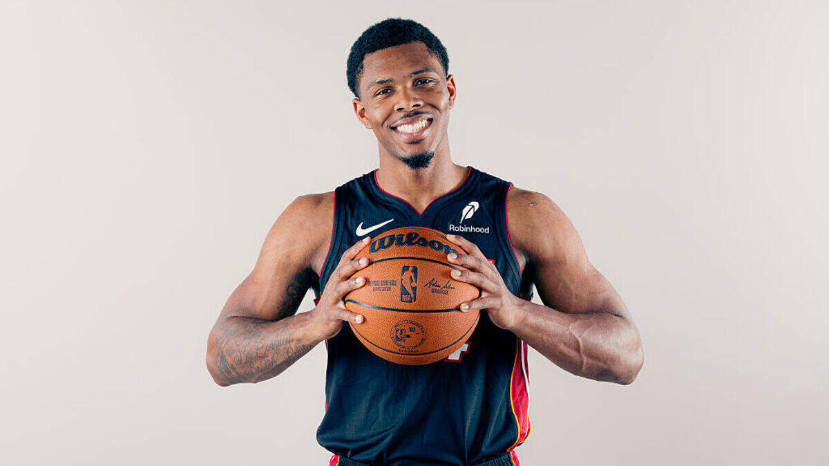 Ryan Conwell #4 of the Miami Heat poses for a portrait during the 2026 NBA Rookie Photo Shoot at UNLV on July 14, 2026 in Las Vegas, Nevada.