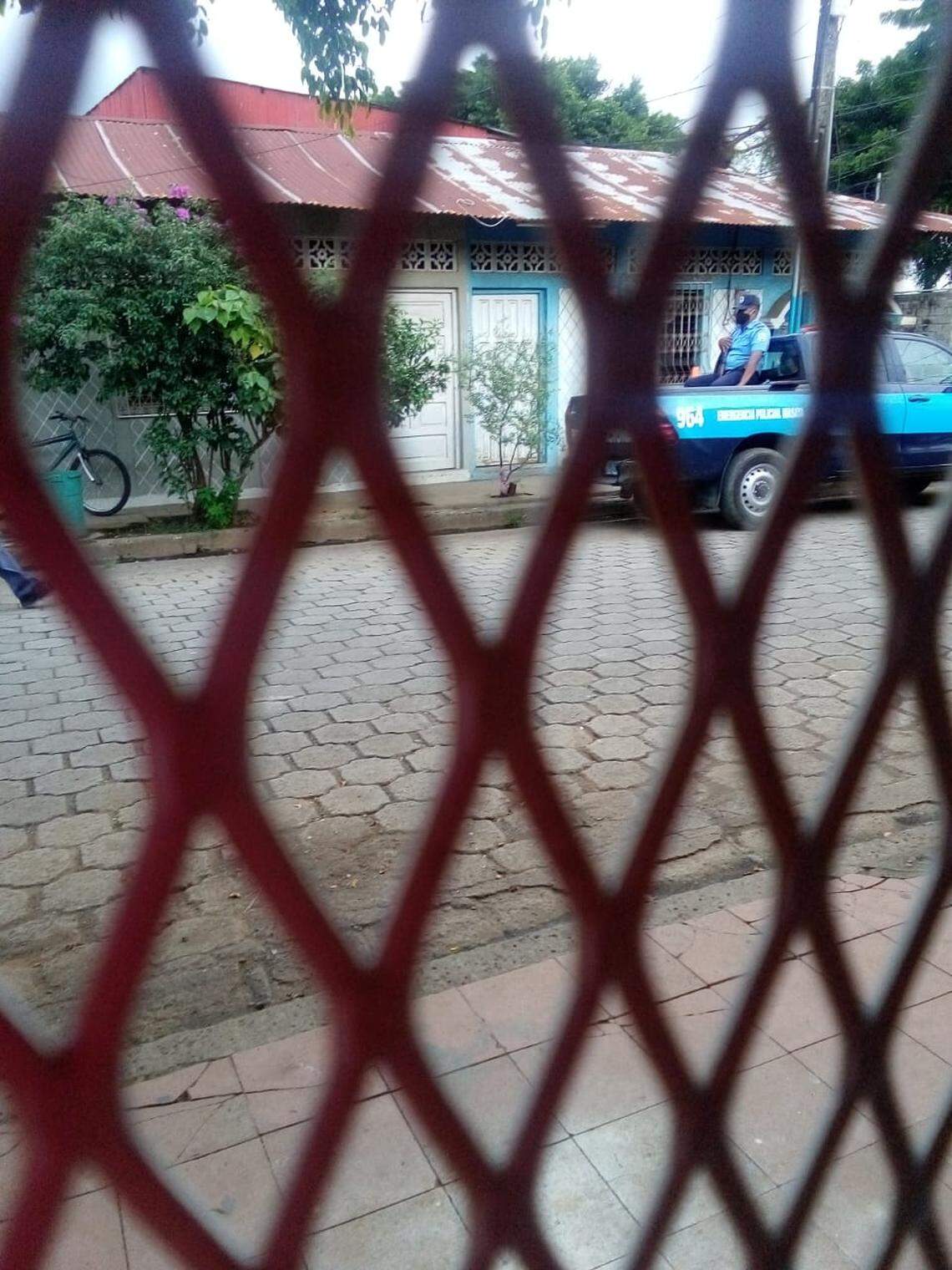 Karen Lacayo said police are posted outside of her home because her brother, now in prison, was a well-known opposition leader in Masaya.