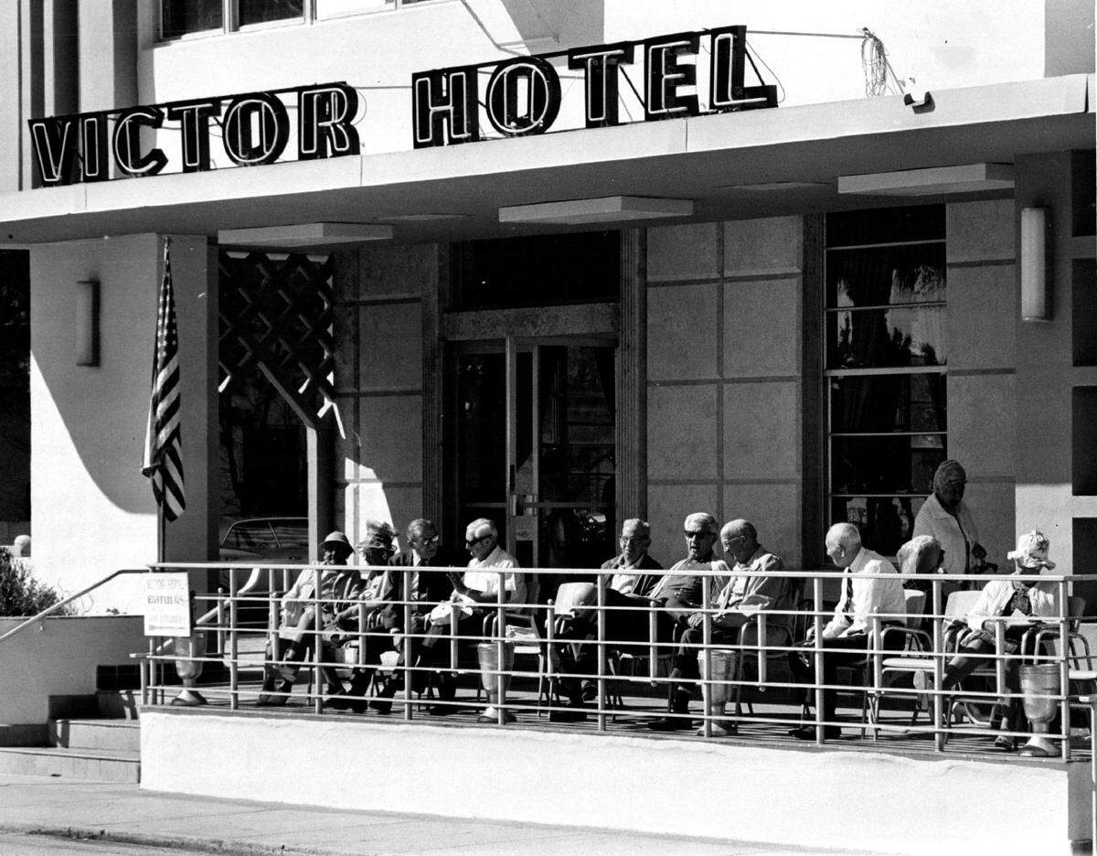 In 1970, residents at the Victor on Ocean Drive in South Beach.