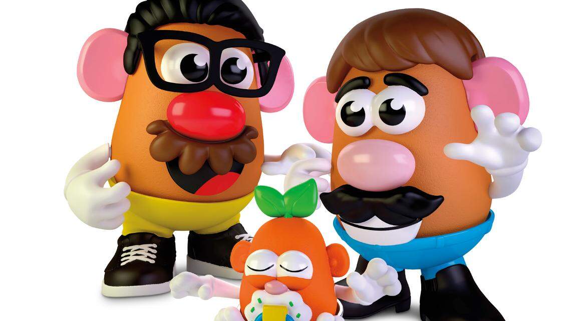 This photo provided by Hasbro shows the new Potato Head world.  Mr. Potato Head is no longer a mister. Hasbro, the company that makes the potato-shaped plastic toy, is giving the spud a gender neutral new name: Potato Head. The change will appear on boxes this year.  (Hasbro via AP)
