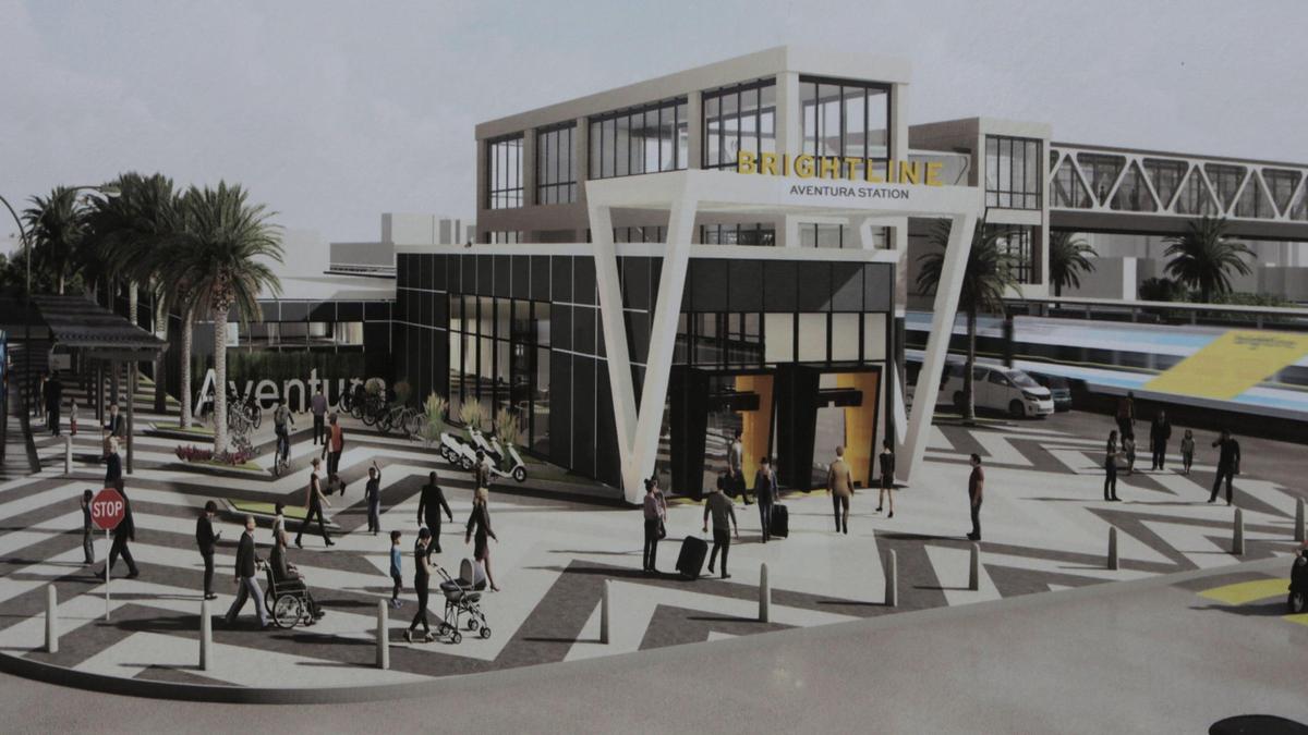 Miami, Florida, September 3, 2020-A rendering of Brightline’s new Aventura station.