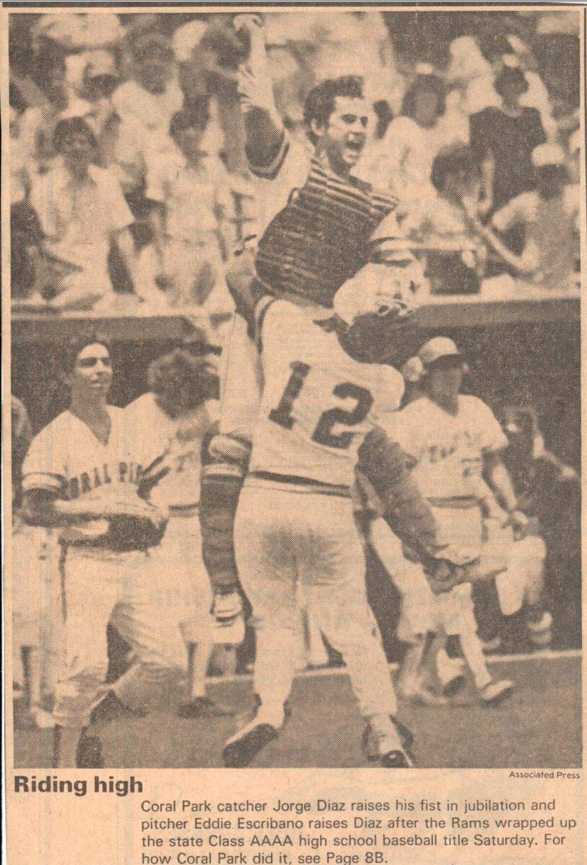 A late 1970s news clip featuring Coral Park catcher Jorge Diaz.