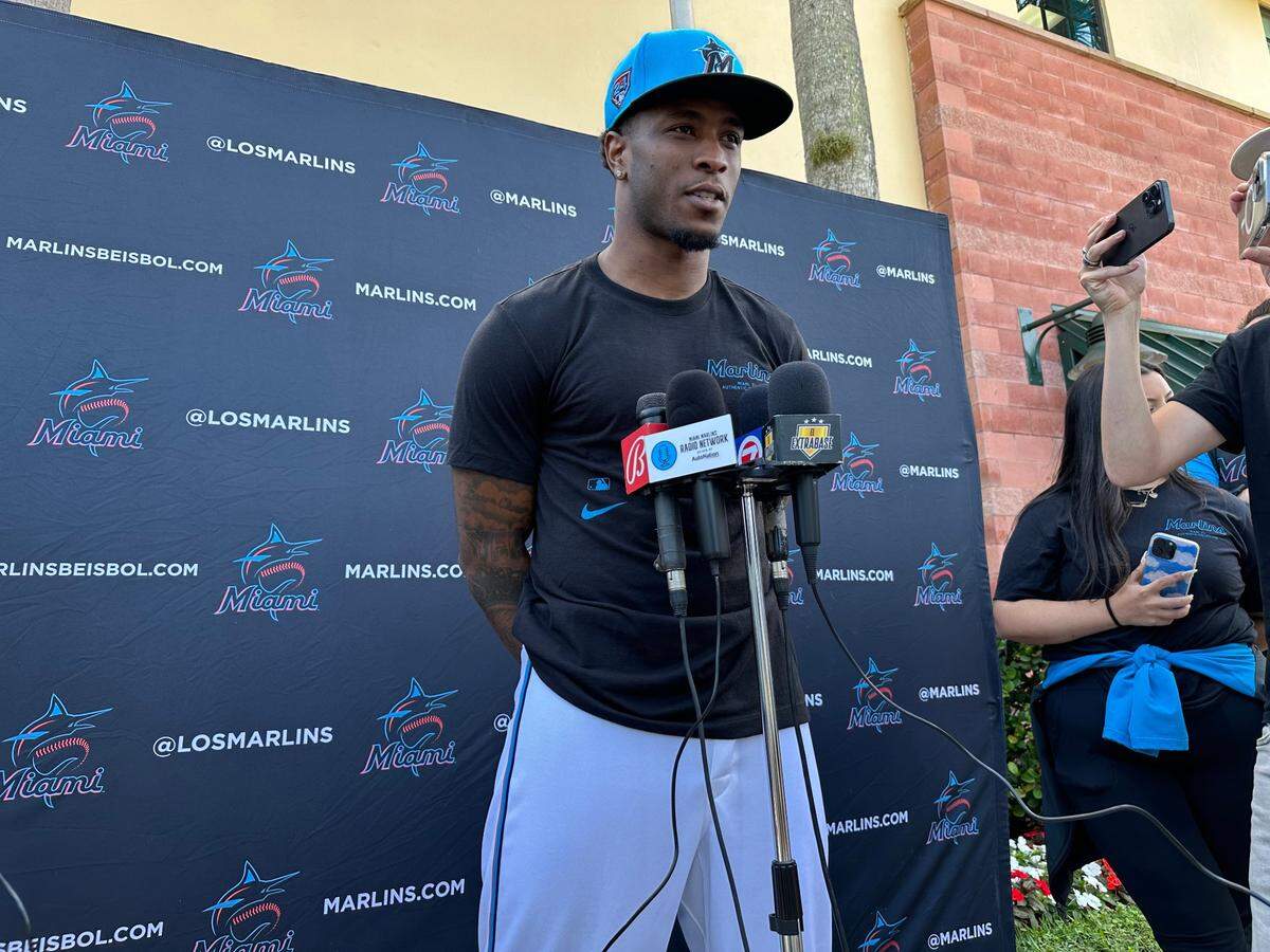 Tim Anderson officially signed with the Miami Marlins and took part in spring training with the team on Saturday, Feb. 24, 2024 at Roger Dean Chevrolet Stadium in Jupiter, Fla.
