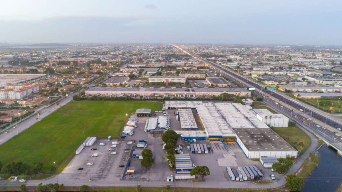 GCP acquired the former PepsiCo bottling plant in Doral for $55 million in February. Above: An aerial photo of the 23.7-acre site.