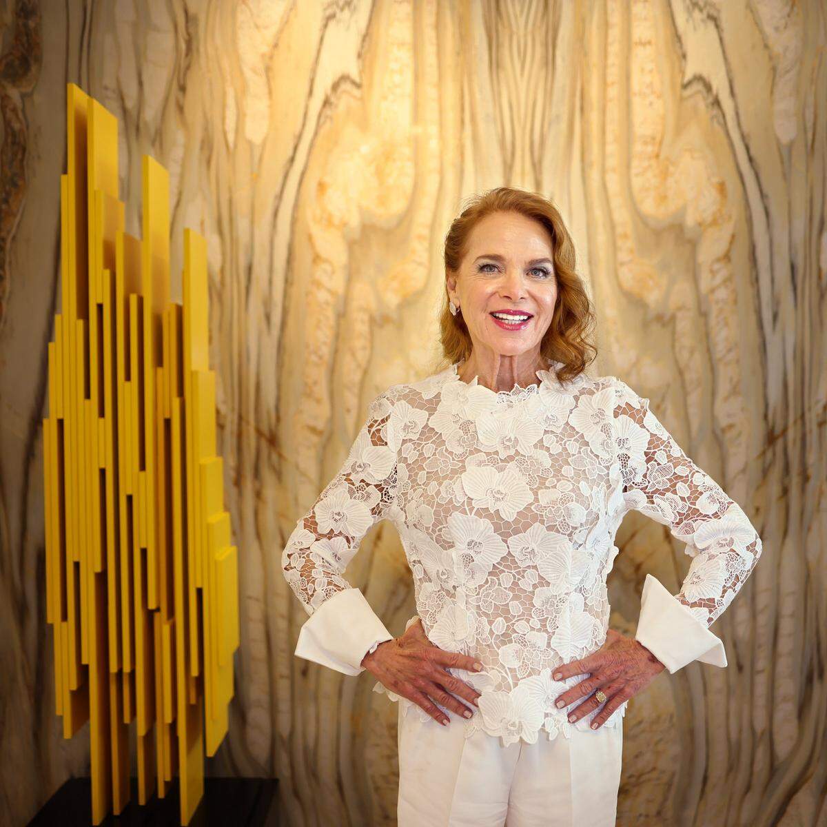 Miami Beach luxury realtor Jill Eber is photographed inside one of her sale properties on Fisher Island, Thursday, October 10, 2025.