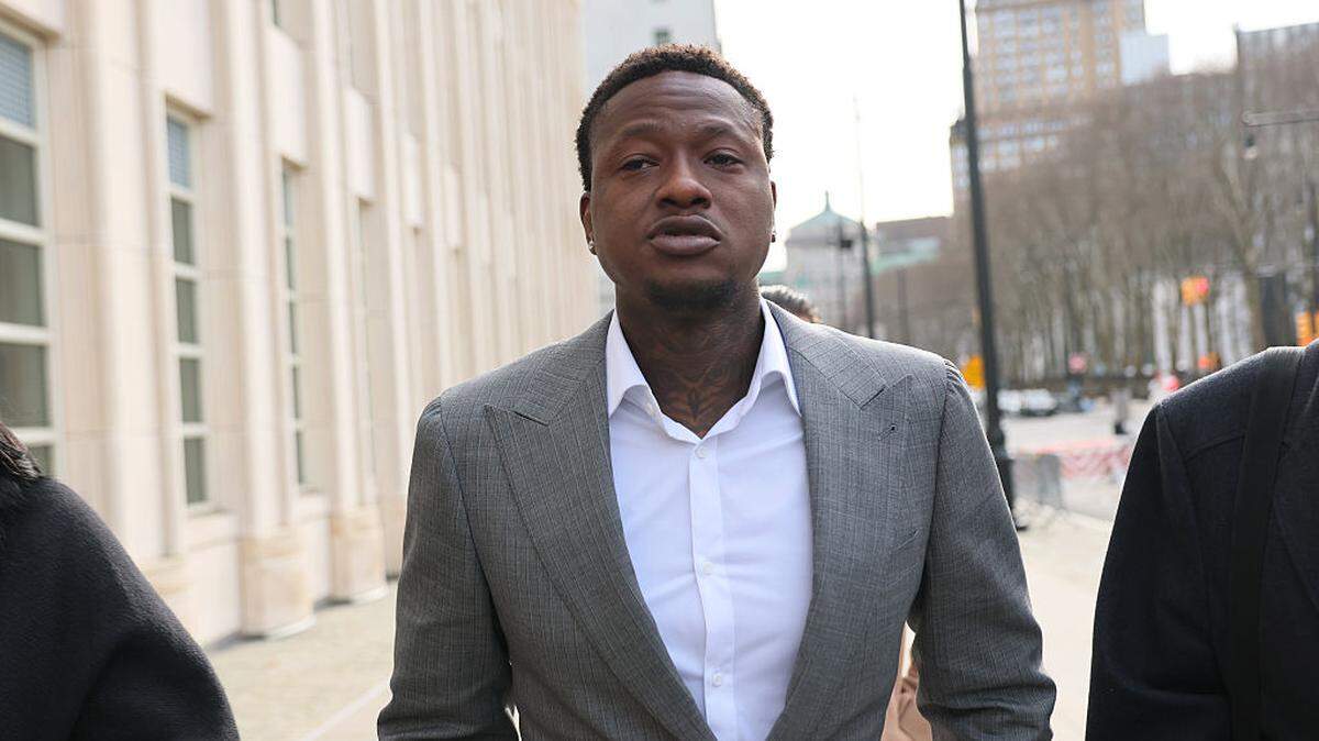 Miami Heat guard Terry Rozier arrives for an arraignment hearing at U.S. District Court for the Eastern District of New York on December 08, 2025 in New York City.