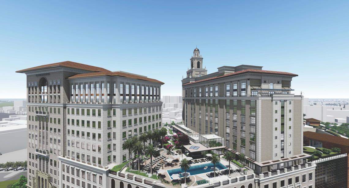 Architectural rendering of the pool deck at the Loews Coral Gables Hotel, to be located at 2901 Ponce De Leon Blvd.