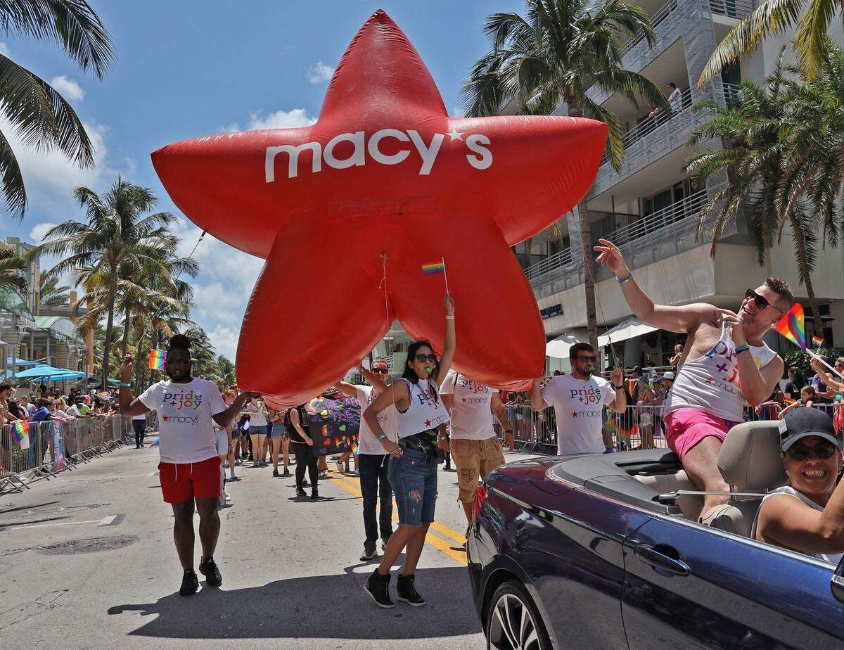 In 2019, Macy’s celebrate Gay Pride with its signature star logo on Ocean Drive in South Beach.