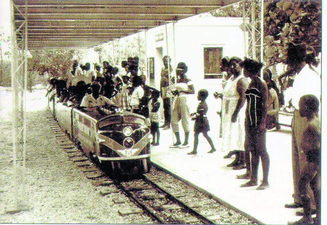 The miniature train in Virginia Key Beach, which used to take children on  rides.  Athalie Edwards, the executive director of the Virginia Key Beach Park Trust, said they are working to restore it. 