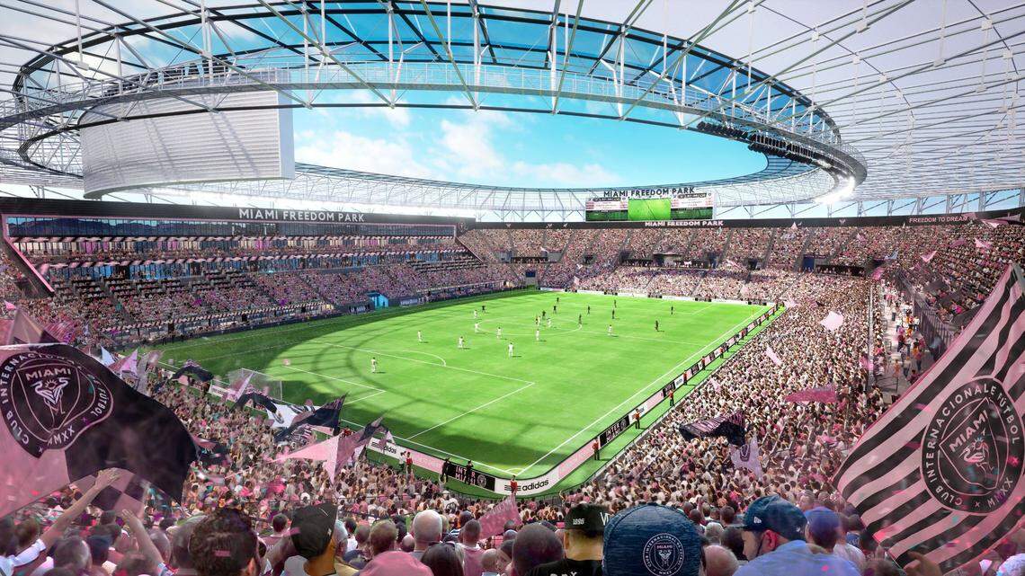 Artist rendering of the inside of 25,000-seat Inter Miami stadium at Miami Freedom Park