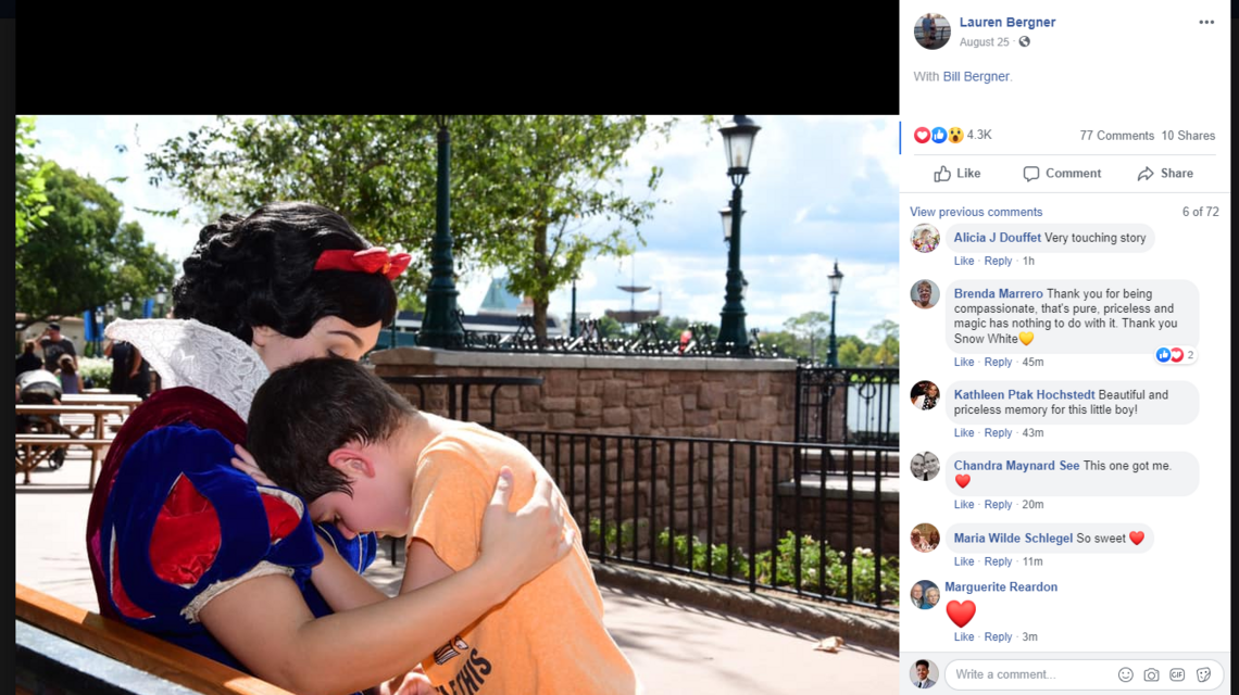 ‘She was a pure angel!’ Disney World’s Snow White soothes an autistic boy