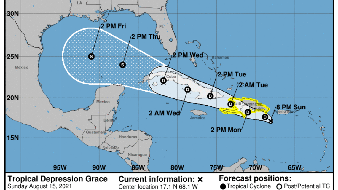 Tropical Depression Grace forecast to arrive in Haiti on Monday with heavy rainfall