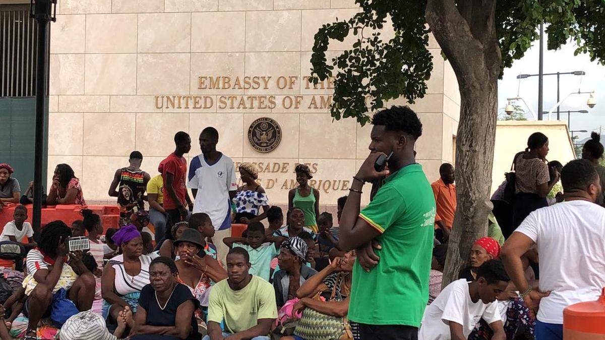 In July 2023, scores of Haitians living in the Clercine neighborhood near the U.S. Embassy in Port-au-Prince sought refuge from escalating gang violence by camping out in the courtyard of the facility.