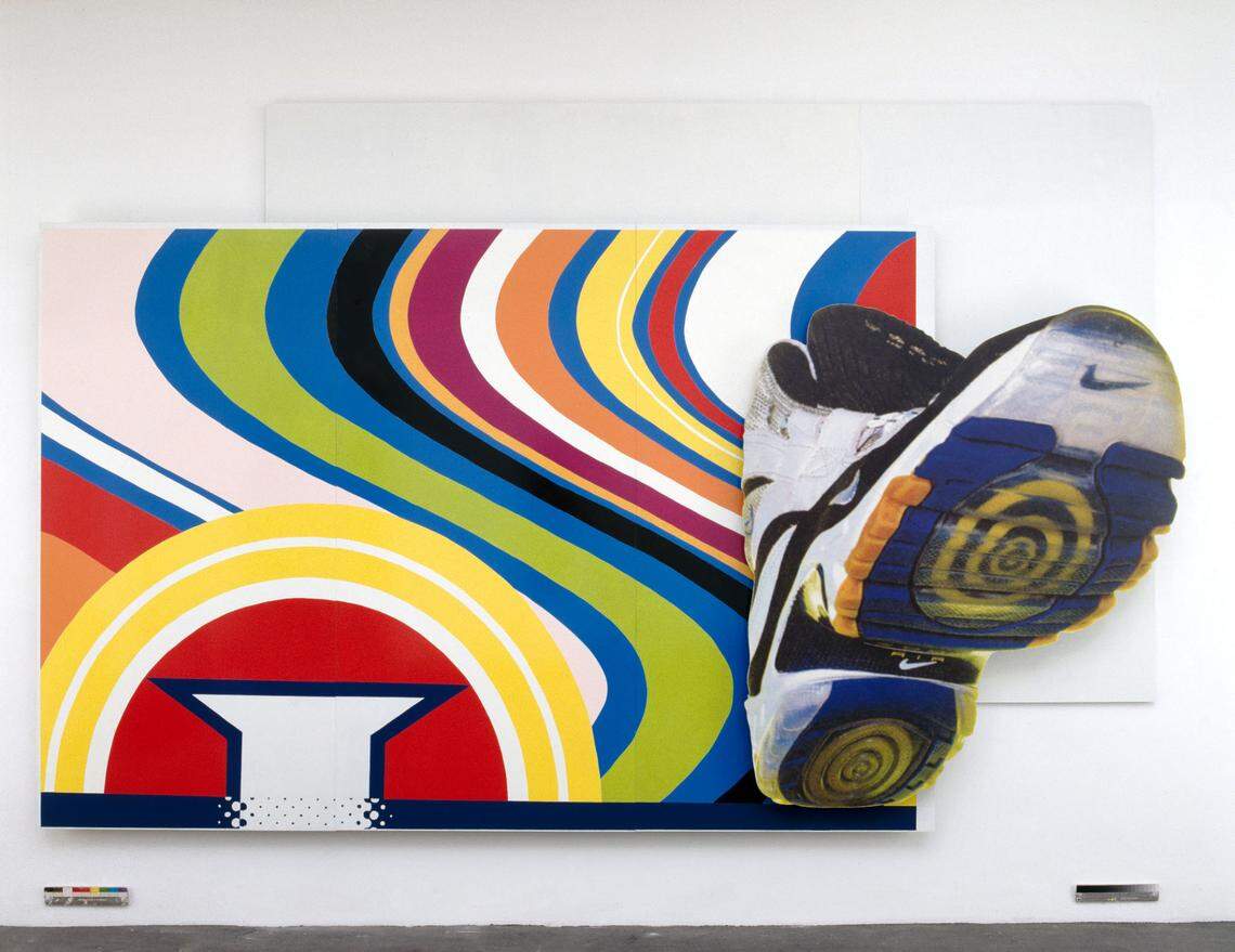 Michel Majerus, “yet sometimes what is read successfully, stops us with its meaning no. I,” 1998, will be part of the show “Progressive Aesthetics” at ICA-Miami opening March 29, 2022.