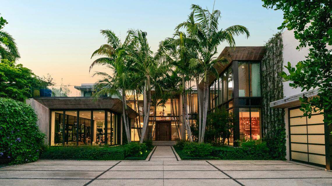Dan Loeb wants to part ways with his vacation home in Miami Beach. Above: The entrance to his bayfront home.