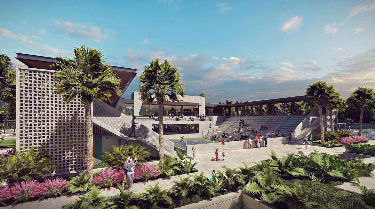 The Fort features the first pickleball stadium, shown in this rendering.