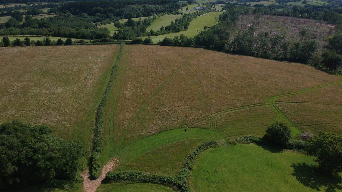Metal detectorists in a field in Caerwent stumbled on buried 1,600-year-old treasure. Photo shows a representative field in Wales.