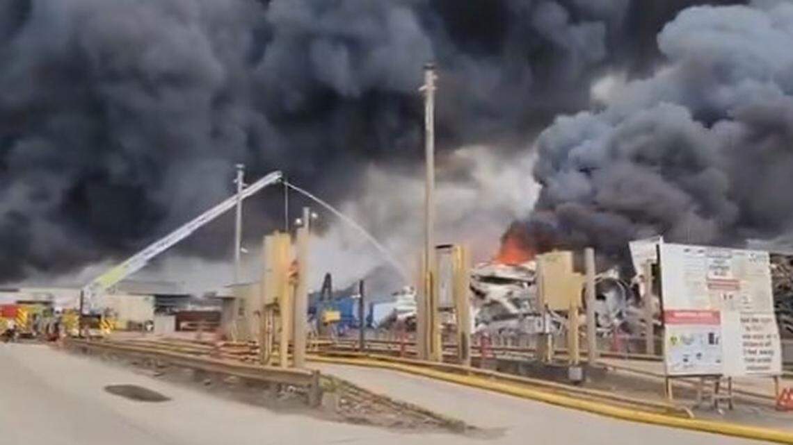 ‘Hot spots’ remain in large Opa-locka junkyard fire, Miami-Dade Fire Rescue says