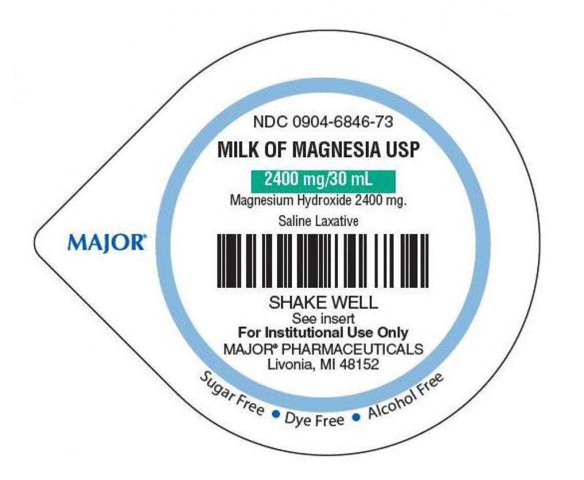 Top label of Milk of Magnesia 2400 mg/30 ml